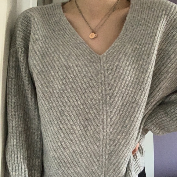 Light grey knit sweater. - Picture 2 of 4